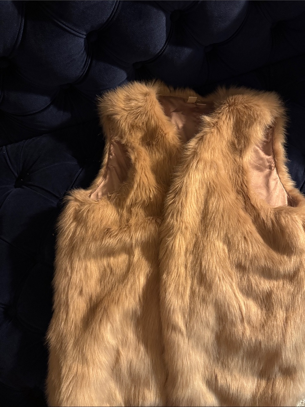 Faux Fur Golden pink, soft pink, rose gold color beautiful Vest